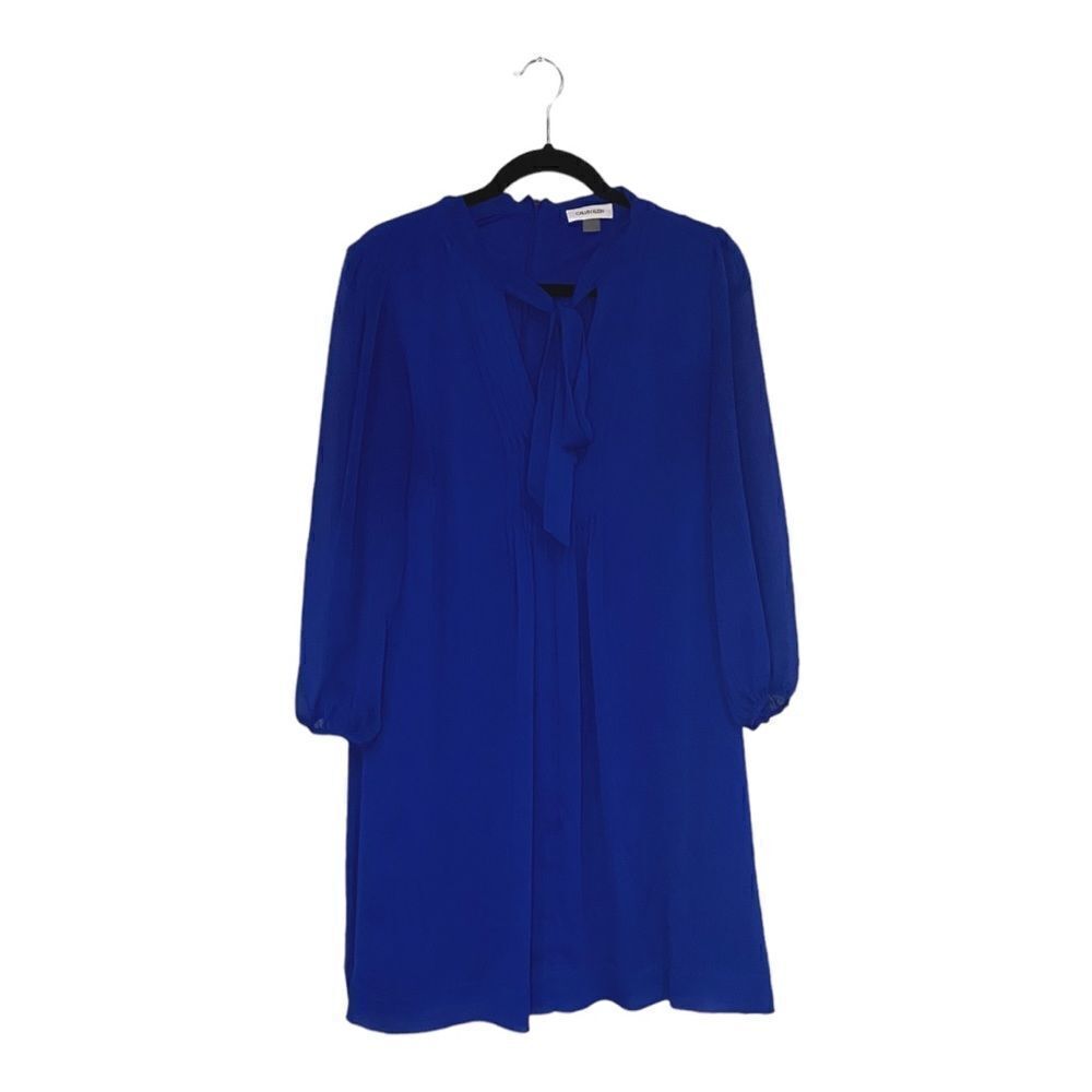 Royal blue Calvin Klein dress with neck tie